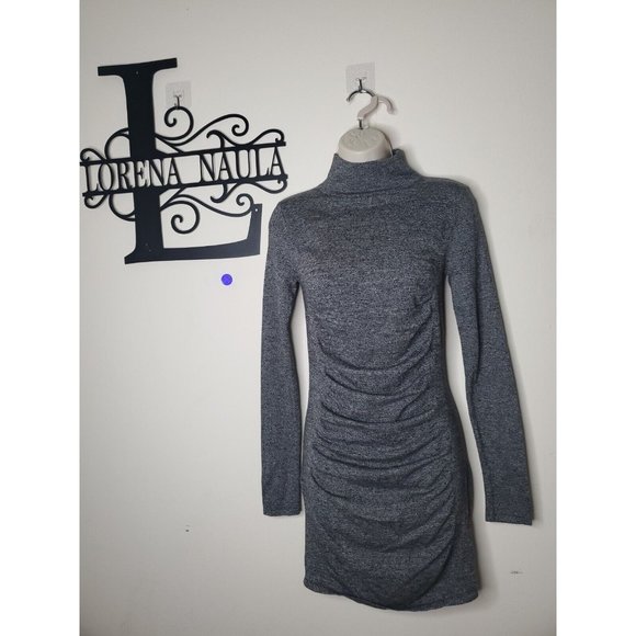 Express Dresses & Skirts - Express Women’s Rutched Long Sleeve Turtleneck Bodycon Dress Size Small Strech